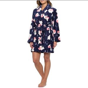 JAMMIES Fox Print Long Sleeve Plush Robe